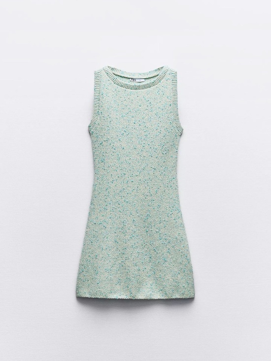 Zara Dresses & Skirts - Zara Mint Speckled Knit Mini Dress